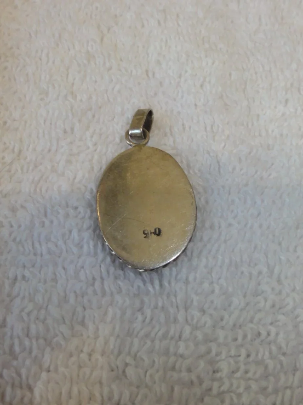 Vintage Silver Beveled Lapis Lazuli Oval Pendant VERY GOOD CONDITION!